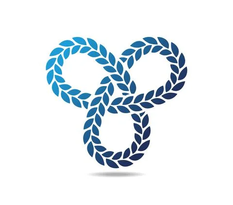Mobius loop with three elements made of a laurel wreath イラスト素材