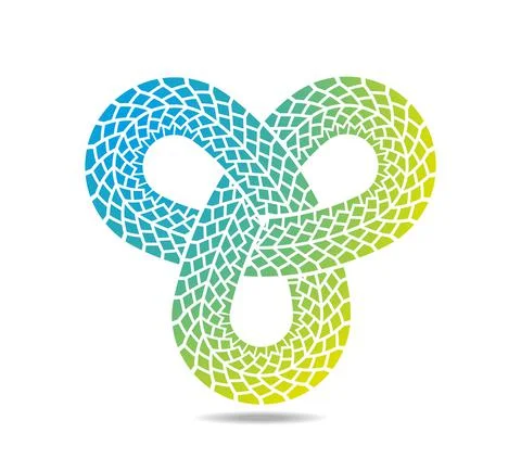 Mobius loop with three elements made of the trace of a car tire. Snakes skin Stock Illustration