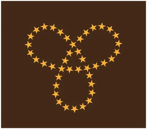 Mobius loop with three elements made of golden stars on dark background Stock Illustration