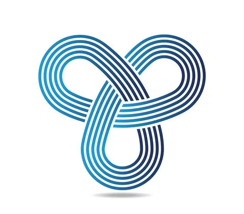 Mobius loop with three elements made of staff. Five blue lines Stock Illustration