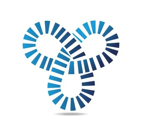 Mobius loop with three elements made of small square pieces Illustrazione stock