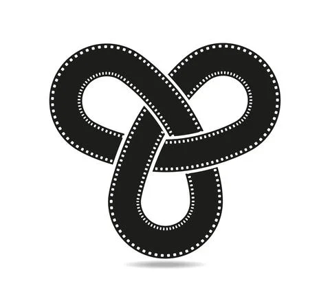 Mobius loop with three elements made of filmstrip. Film reel knot 스톡 일러스트