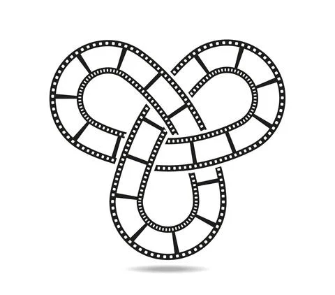 Mobius loop with three elements  made of filmstrip. Film reel knot Stock Illustration