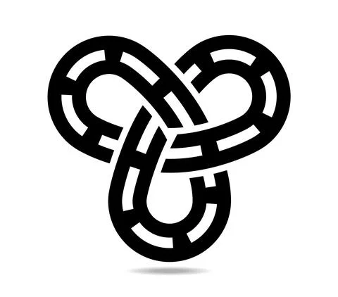 Mobius loop with three elements made of a road-like dotted line 스톡 일러스트