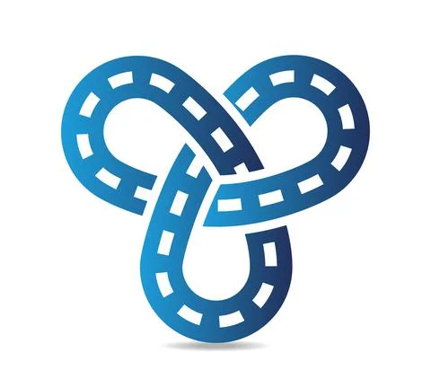 Mobius loop with three elements made of a road-like line Illustrazione stock