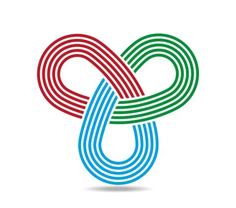 Mobius loop with three elements made of staff. Colorful lines. Infinity symbol Stock Illustration
