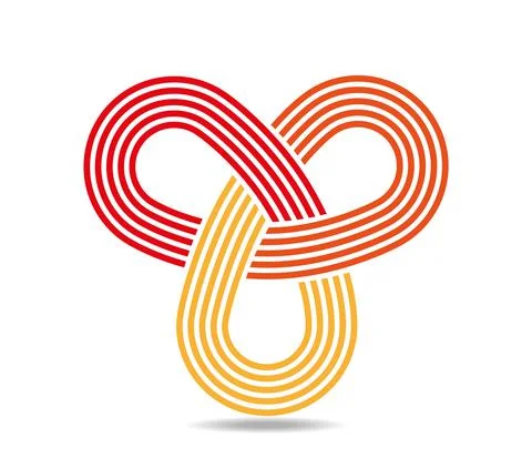 Mobius loop with three elements made of staff. Orange lines. Infinity symbol Stock Illustration