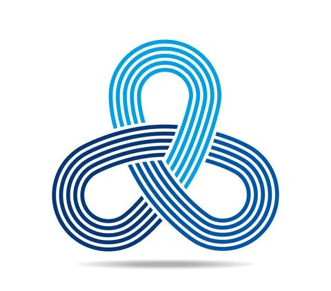 Mobius loop with three elements made of staff. Five blue lines. Infinity symbol Stock Illustration