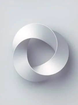 Mobius strip ring sacred geometry. Spatial figure with upturned surfaces. 3d 스톡 일러스트