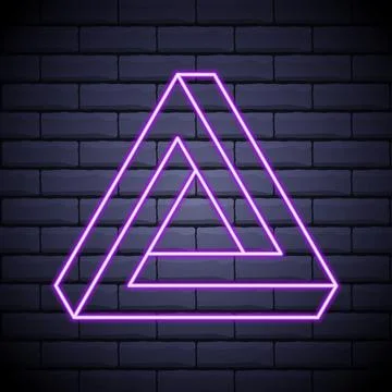 Mobius Triangle Loop Neon Sign Style Impossible Geometric - Vector Outline Gr Illustrazione stock