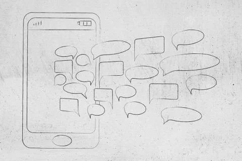 Moble phone with group of comment speech bubbles loading Stock Illustration