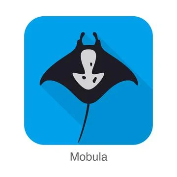 Mobula swimming in the sea, vector Stock Illustration