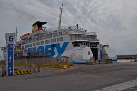 Moby Lines ferry MS Moby Kiss docked in Piombino, Italy Stock Photos