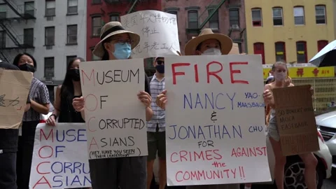 Moca protest against jails built in Chinatown, NYC Stock Footage 157408694