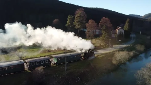 Mocanita Small Steam Engine Train Locomotive. Old Nostalgic Technology Video stock 221203605