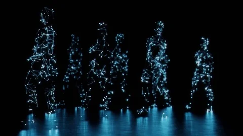 Mocap Dancing Group Dot and Lines Stock Footage 84170676