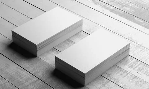 Mocap. Stack of white business cards on a wooden background. 3d render. Stock Illustration
