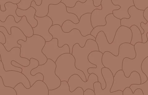 Mocha Mousse background with hand drawn line shapes. Empty creative banner .. Stock Illustration