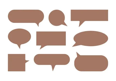 Mocha Mousse color Speech bubble set. Empty textbox for message and info Stock Illustration