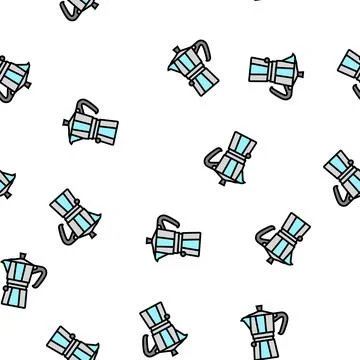 Mocha pot coffee tool vector seamless pattern Stock Illustration