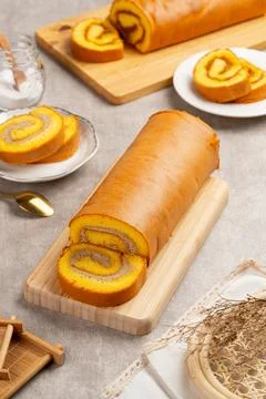 Mocha roll cake Foto stock