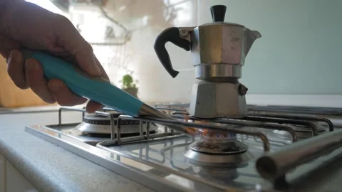 Mocha on the stove Stock Footage 132984175