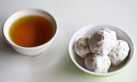Mochi and tea Stock Photos