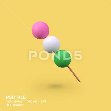 Mochi dango isolated 3d render icon illustration Modello PSD