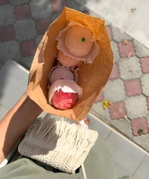 Mochi in a Paper Bag Stock Photos
