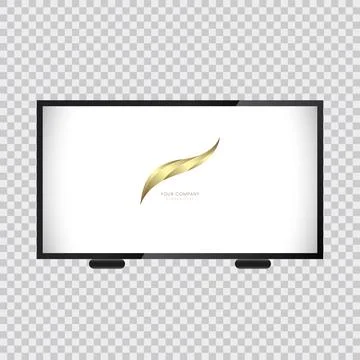 Mock-up of 4K TV flat screen LED, plasma, realistic illustration, White bla.. Stock Illustration