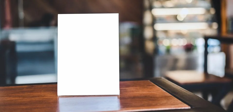 Mock up acrylic frame posters pattern template forms background, blank menu f Stock Photos