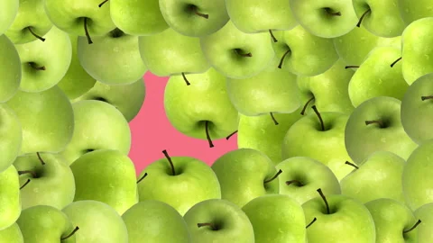 Mock up apples filling pink screen, vertical video Stock Footage 205415530