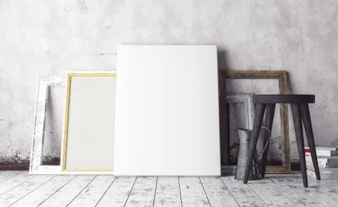 Mock up artist's studio interior. 3d render Stock Illustration