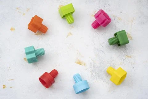 Mock up background educational constructor for children, nuts and bolts in th Stock Photos
