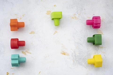 Mock up background educational constructor for children, nuts and bolts in the Stock Photos