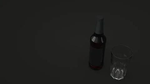 Mock up of beer bottle and an empty glass Stock Illustration