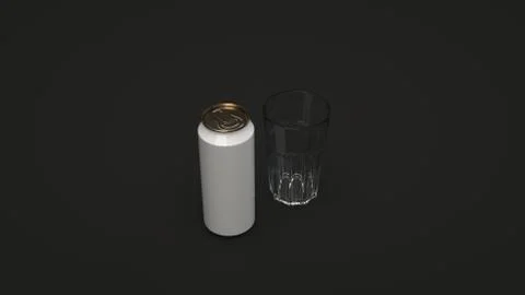 Mock up of beer can and an empty glass Stock Illustration