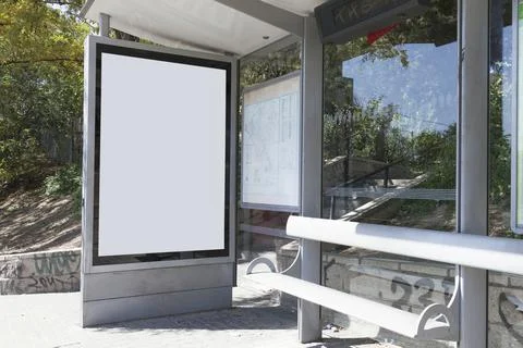 Mock up billboard light box bus shelter . High quality and resolution beautiful Stock Photos
