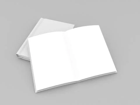 Mock up blank open book on gray background. Illustrazione stock