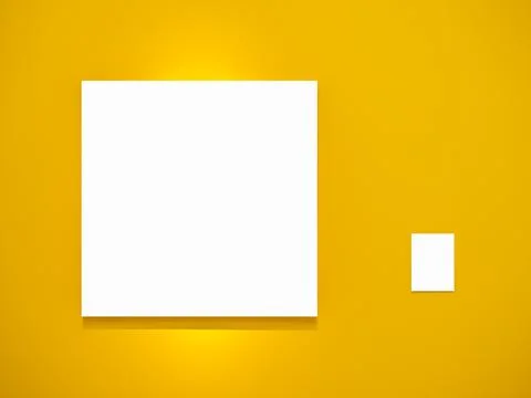 Mock up blank square canvas frame and white empty work caption for size, te.. Stock Photos