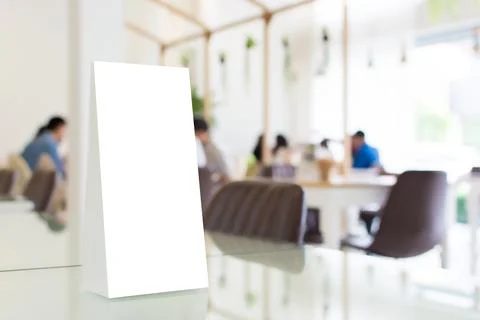 Mock up blank template menu frame in restaurant with blurred background, Cl.. Stock Photos