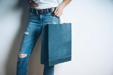 Mock-up of blue paper package Stock Photos