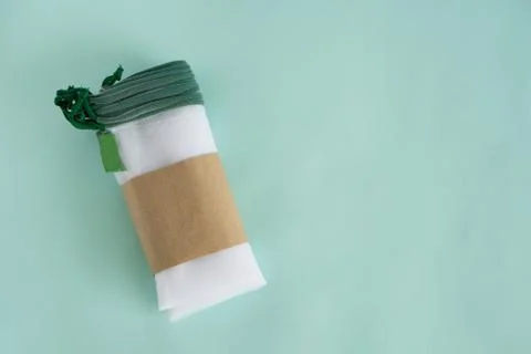 Mock-up bundle white transparent weaving kapron bags for repeated use when Stock Photos