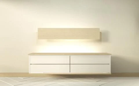 Mock up cabinet in modern . zen empty room,minimal designs. 3d rendering Stock Illustration