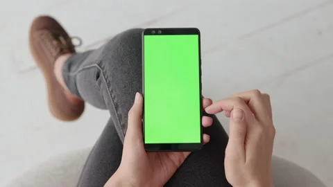 Mock-up for Colour Tracking or Watching Content Close-up. Modern Life of Caucasi Stock Footage 199477063