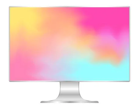 Mock up computer and wallpaper colorful colors, flat monitor with multi color Illustrazione stock