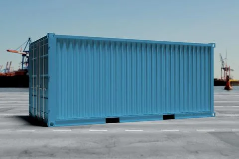 Mock up of a container on a dock - 3d rendering Stock Illustration