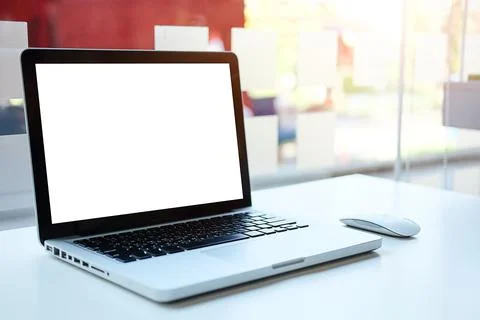 Mock up Copy Space Blank Screen Concept Business Working on Laptop. Stock Photos