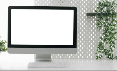 Mock up Copy Space Blank Screen Concept Business Working on Laptop. Stock Photos