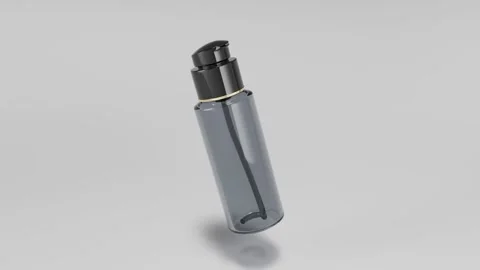 Mock up cosmetic empty sprey with black lid isolated on gray back. 3D render Stock Footage 294534827
